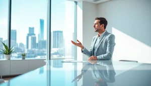 Showcasing real estate expertise with a professional agent discussing properties.