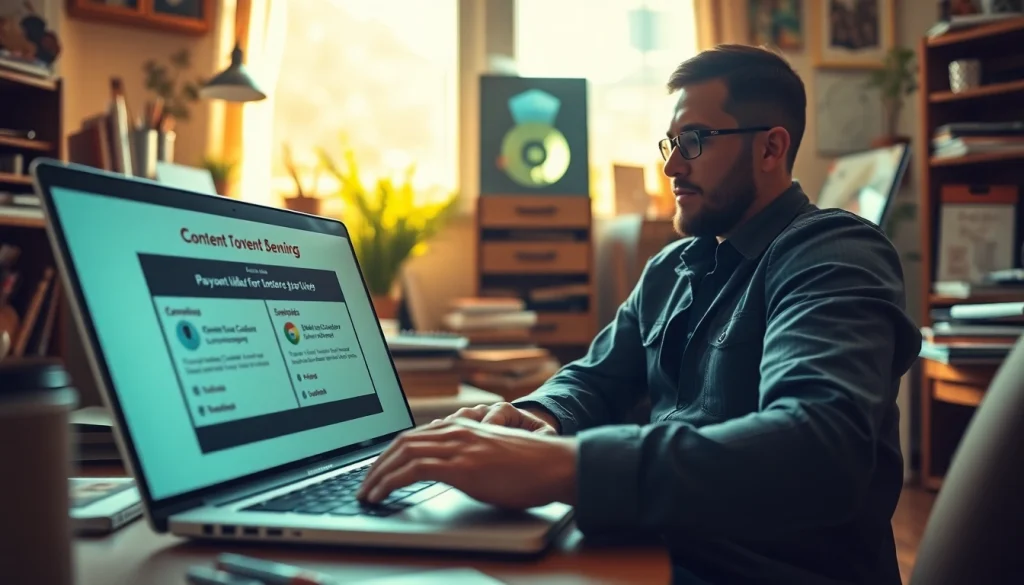 Learn how payment links for content creators work in a vibrant home office setting.