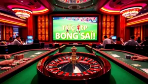 Witness the excitement of trực tiếp bóng đá while engaging in thrilling casino games amidst a luxurious backdrop.