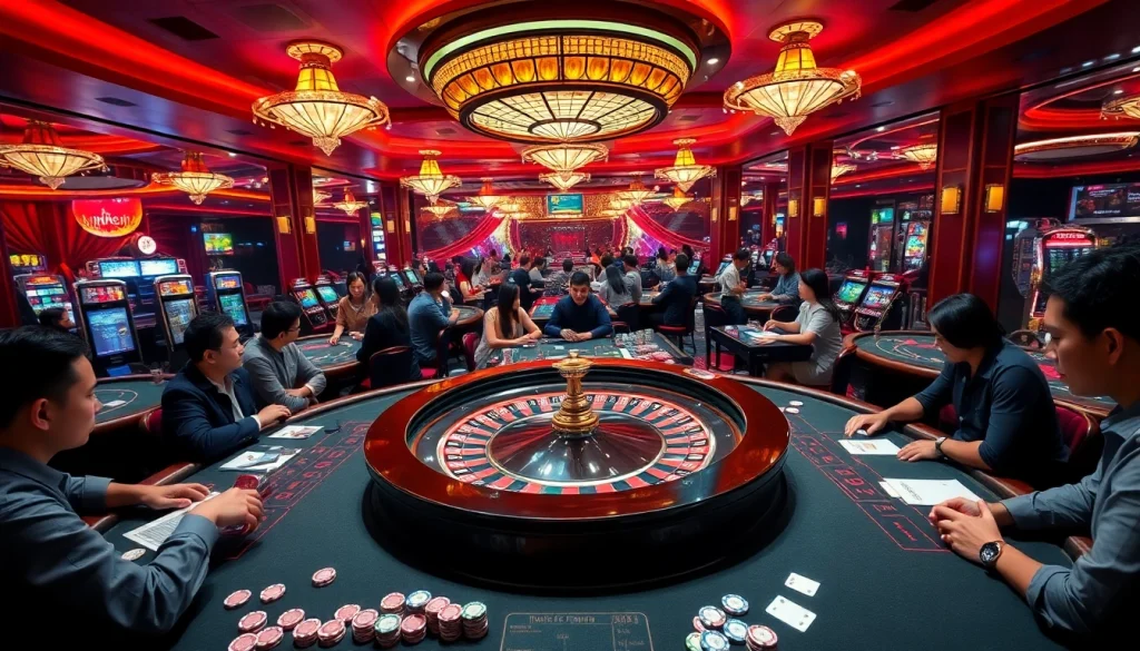 Experience thrilling gameplay at nhà cái sunwin with vibrant casino tables and engaging players.