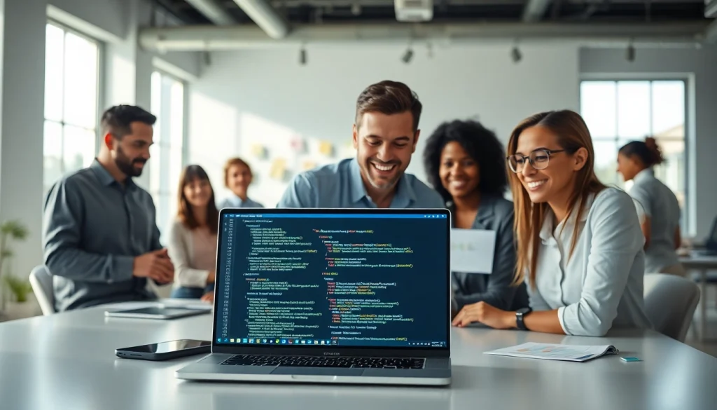 Hire .Net Maui developers who collaborate efficiently in a modern workspace, showcasing technical skills.