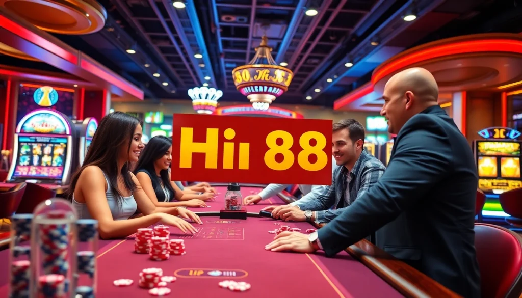 Experience the thrill of online gambling with Hi88 link mới in a vibrant casino scene.