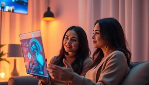 AI sex interaction in a cozy digital space with modern technology.