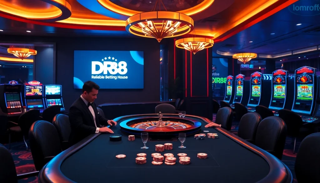 Experience the luxury of DR88 nhà cái uy tín with vibrant casino tables and engaging dealers.
