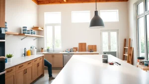 Transforming a kitchen with effective home renovation techniques, featuring modern designs and tools.