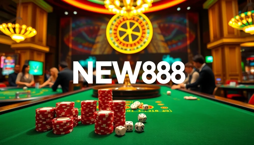 Experience the thrill of gambling at NEW88 Trang chủ with vibrant casino tables and lively players.