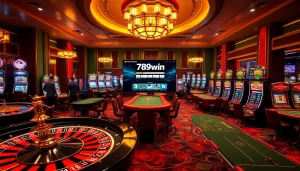 Experience the excitement of gambling at trang chủ 789win with vibrant tables and illuminated slot machines.