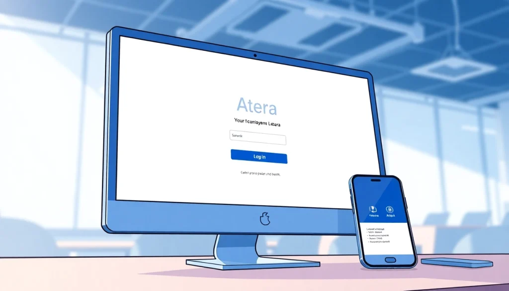 Atera login screen displayed on a computer, demonstrating secure access.