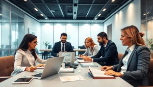 Accounting and Bookkeeping Services team collaborating in a modern office environment.