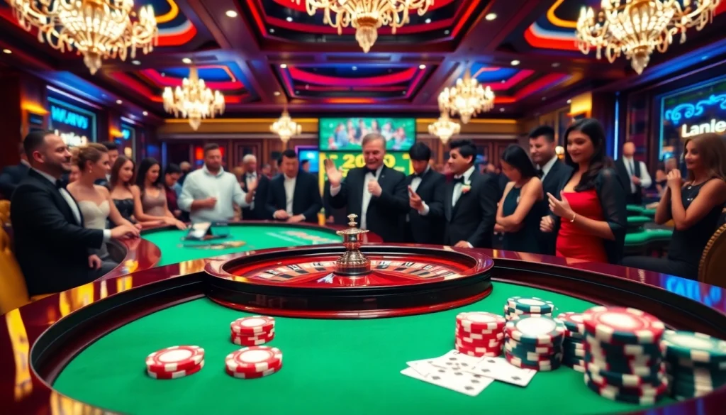 Engaging players at a roulette table highlighting casino excitement at https://nk88net.com/.