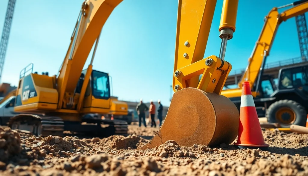 Rent excavators for efficient construction work with modern machinery on site.