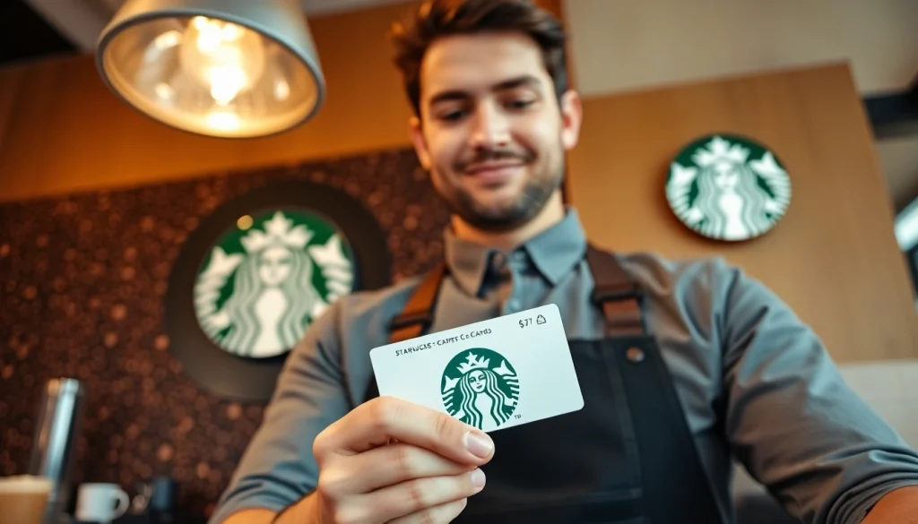 스타벅스 기프티콘을 준비하는 바리스타의 모습