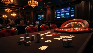 The hidden wiki-inspired poker table scene with chips and roulette wheel elevating the gambling experience.