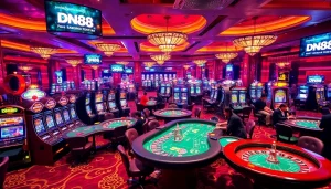 Experience thrilling gameplay at DN88 casino, featuring slot machines and high-stakes poker tables.