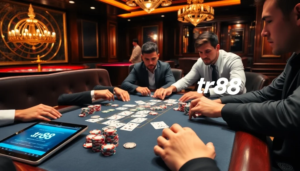 Join the action at tr88 casino with vibrant poker players and thrilling gaming elements.
