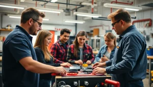 Students learning practical skills at a Trade School In Tennessee with hands-on training.