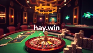 Exciting gambling scene at hay.win showcasing poker chips and a roulette wheel.