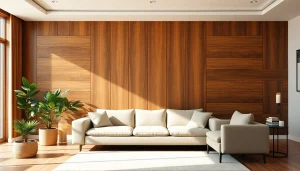 Enhance your space with a stunning wood panel decor wall that adds warmth and sophistication.