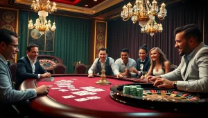 Experience the thrill of high-stakes gambling at Thabet casino, showcasing poker tables and vibrant roulette wheels.