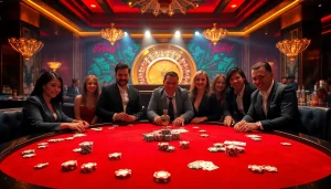 Enjoy thrilling poker at a top club casino, showcasing vibrant chips on an elegant table.