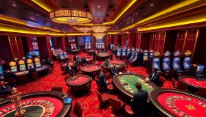 Players at a lively casino engaging in various games while enjoying the thrilling atmosphere of CM88.