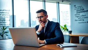 Explore founder leadership insights through a focused business leader in a modern office.