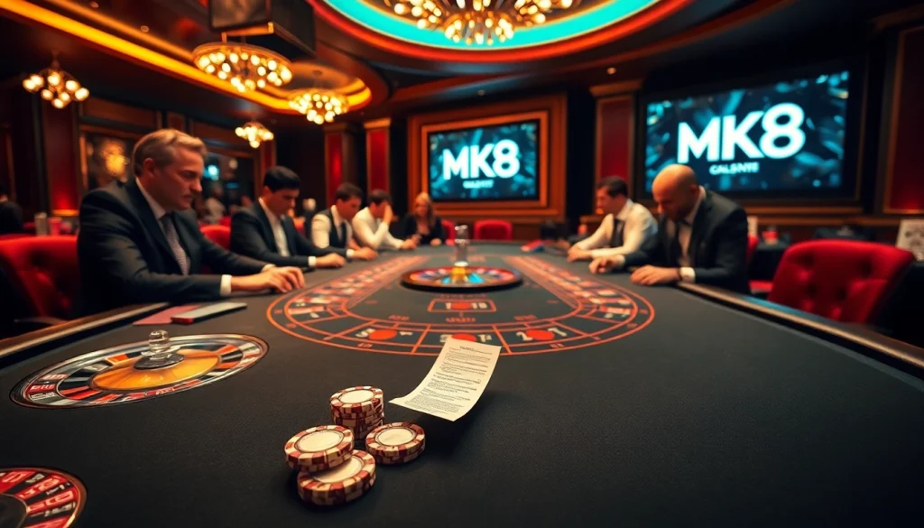 Engage in winning strategies at MK8's luxurious casino scene featuring a vibrant blackjack table.