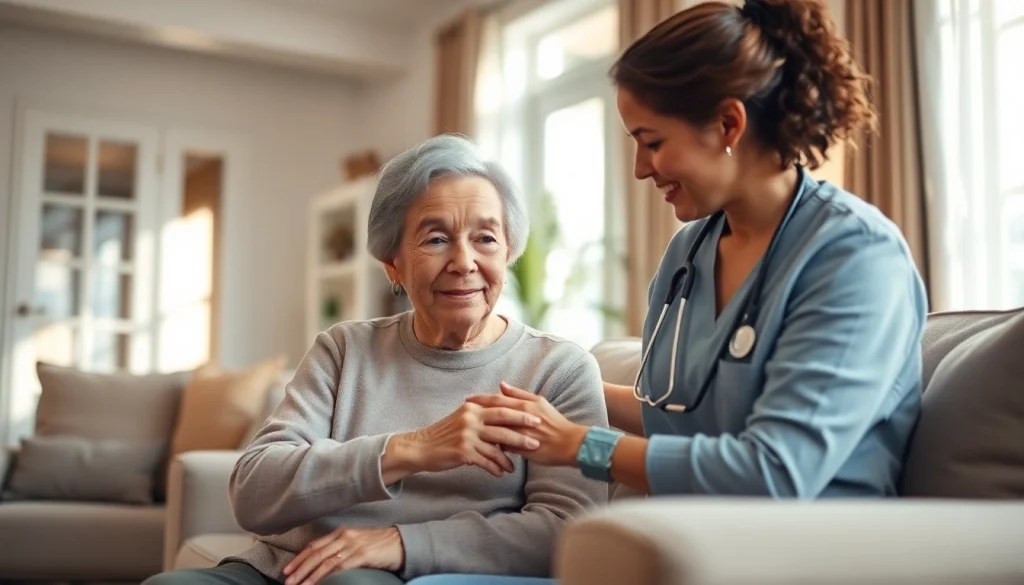 Caring interaction showcasing senior care austin tx in a warm home environment.
