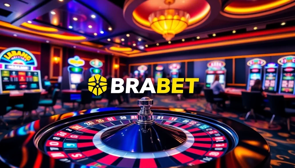 Engaging players enjoying the thrills of gambling with BRABET's modern casino design.
