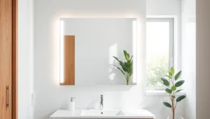 Illuminate your space with a stylish bathroom mirror with LED light featuring elegant design.