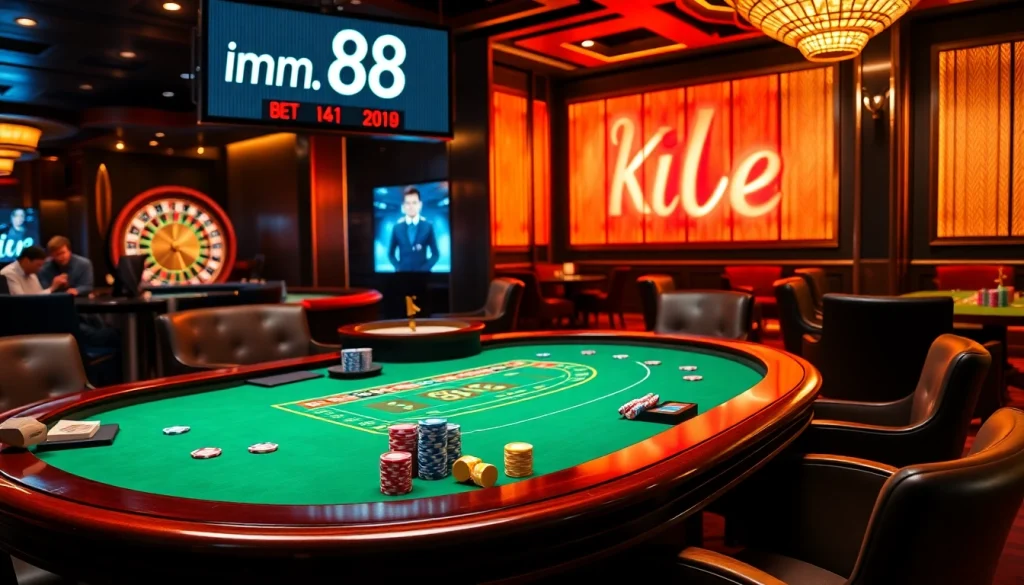 Engaging players at mm 88 poker table amidst a luxurious casino atmosphere.