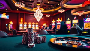 GO8 casino scene featuring a luxurious poker table with chips and cards, enhancing winning excitement.