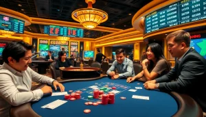 Experience excitement at tylekeo.asia with a professional casino scene featuring poker and roulette.