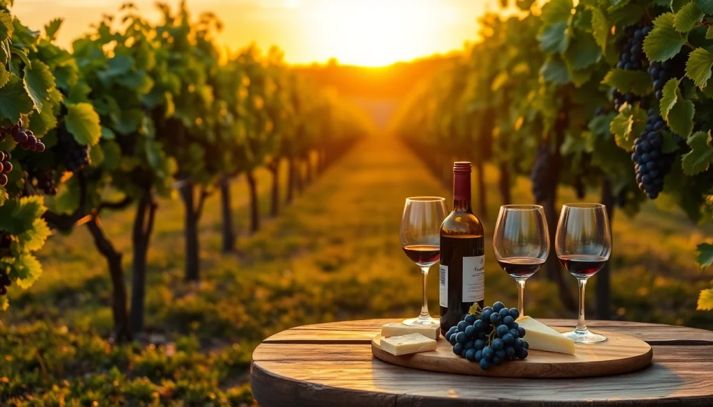 View of clarksburg wineries with rows of grapevines and a cozy dining setup.