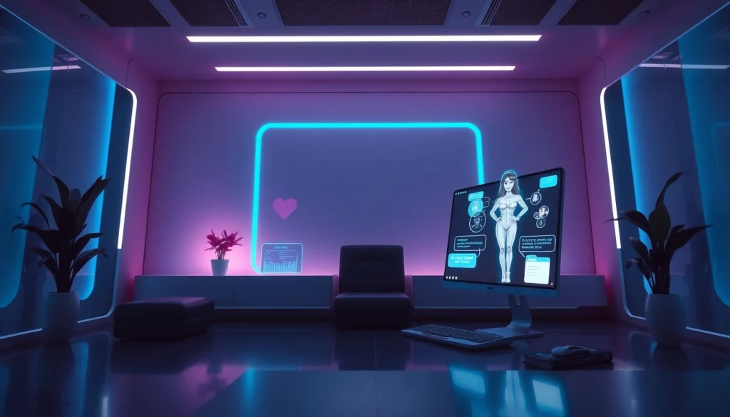Engaging NSFW AI chat interface in a futuristic digital environment.