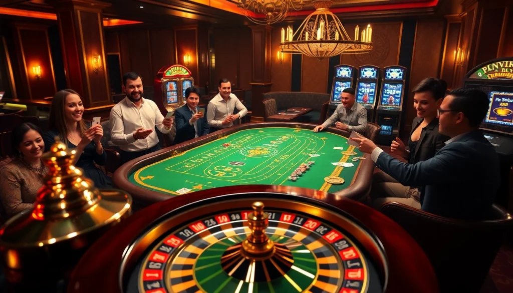 Engaged players at BJ38 gaming table enjoying an exciting casino experience.