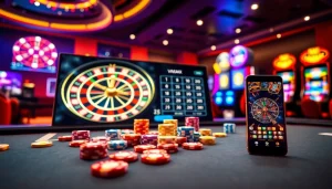 Experience thrilling gaming at vmaxgame.net with vibrant poker tables and casino elements.