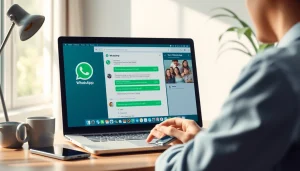 在现代桌面环境中使用 WhatsApp网页版，展示无缝沟通。