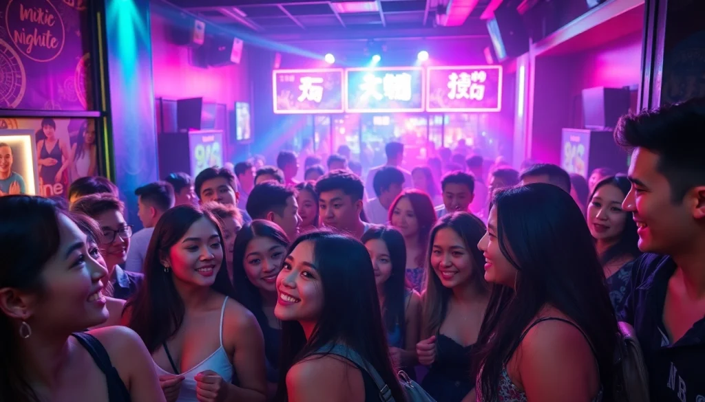 展示上海吃瓜网活动现场的活力夜生活场景，色彩丰富，人群热闹。