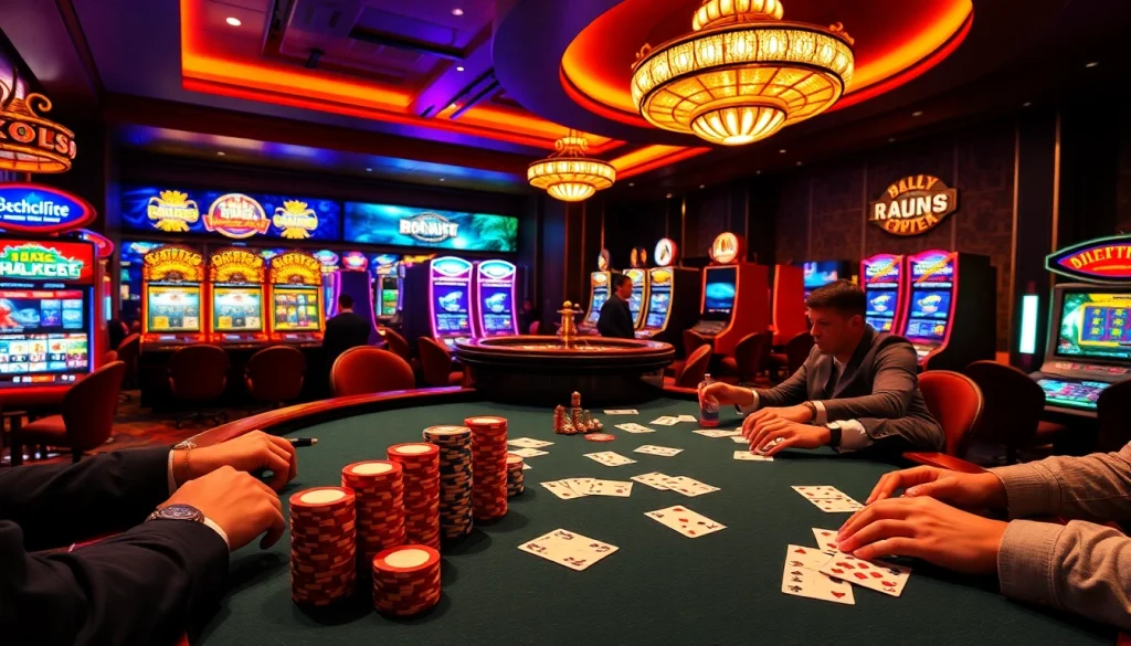 Experience thrilling gambling action at https://rr88me.com/ with a lively poker game and colorful casino elements.