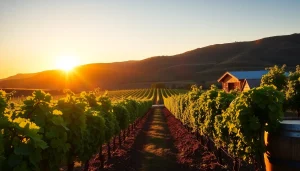 Enjoying a sunset view over vineyards in Carksburg CA highlighting natural beauty.