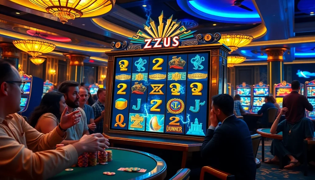 Experience thrilling spins on the slot zeus machine in a vibrant casino atmosphere.