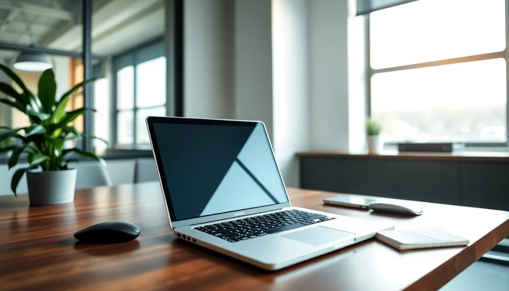 Usar MacBook Pro M4 en un entorno de oficina moderno con accesorios tecnológicos.