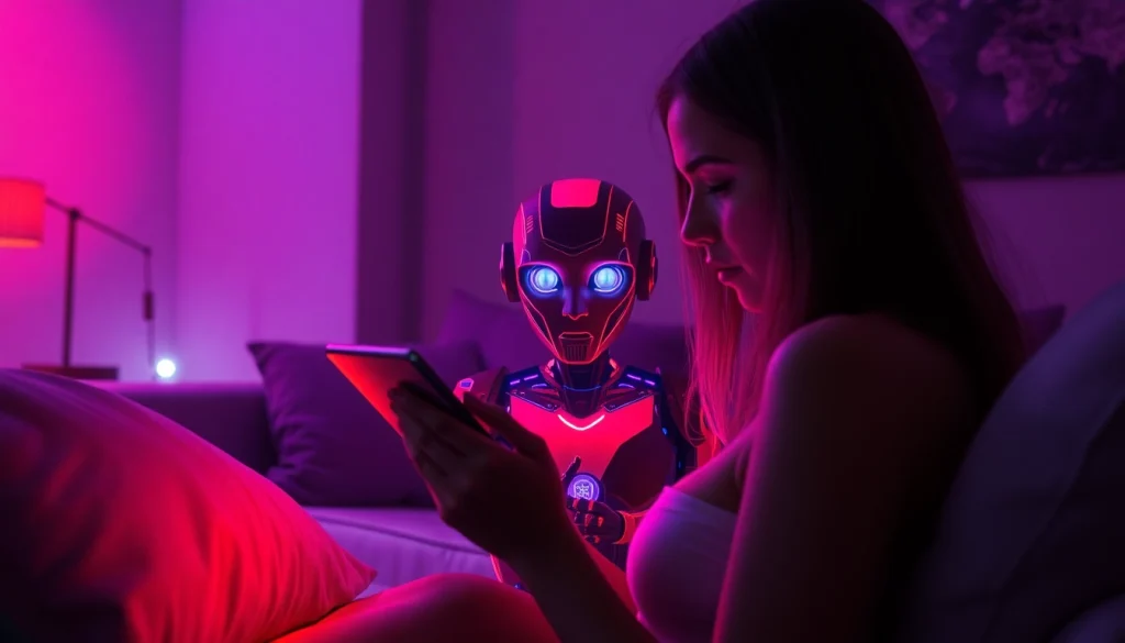 Engaging with a lifelike nsfw ai chatbot in a cozy digital interaction.