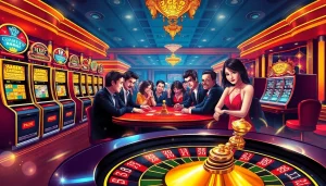 Engage with exciting casino games at https://urr88.com/, featuring poker tables and slot machines.