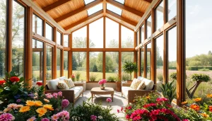 Sunroom install showcasing a serene interior with vibrant outdoor views