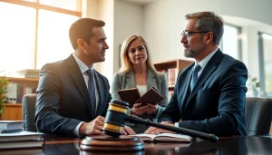 Greenville Personal Injury Lawyers discussing a case in a professional office setting.