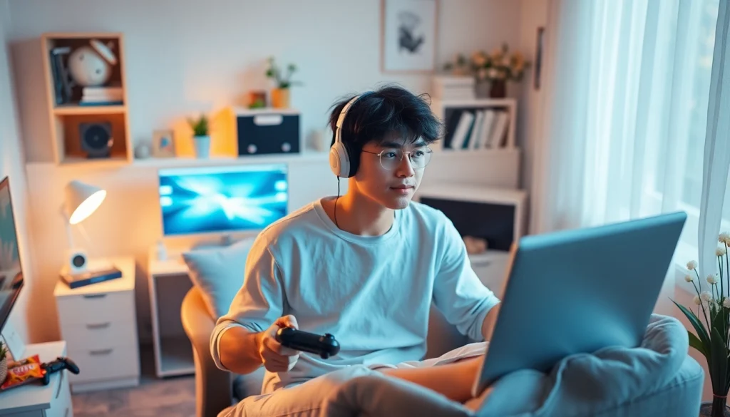 Engaging in various games to play by yourself in a cozy home workspace with a warm atmosphere.