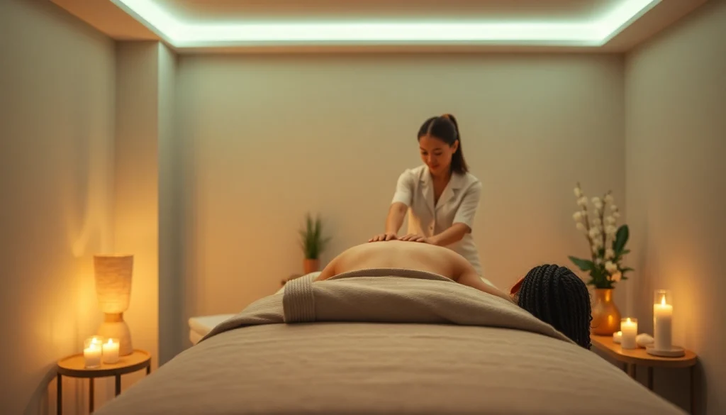 편안하고 이완된 분위기를 보여주는 스웨디시 마사지 치료 세션.