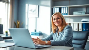 Księgowa Marzena Owczarzak w swoim biurze w Poznaniu, świadcząca zaufane usługi Plus Local.